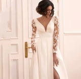 Morden V-Neck Lace Wedding Dress