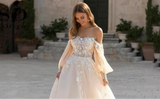 Exquisite Off The Shoulder Puff Sleeves A Line Wedding Dress