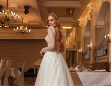 Classic Long Sleeves Appliques A Line Wedding Dress