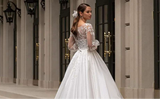 Classic Satin With Lace Applique A Line Wedding Dress