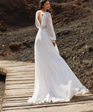 Boho Deep V-Neck Bridal Gown