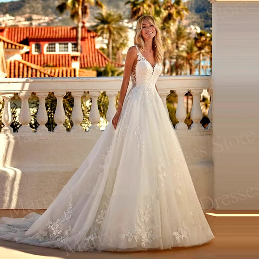 Sexy Lace V-Neck Wedding Dress