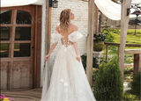 Elegant A-Line Wedding Dress with 3D Flowers