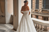 Classic Off The Shoulder Floor Length Vintage A Line Wedding Dress