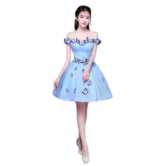 3D Butterfly Off-Shoulder Short Dress