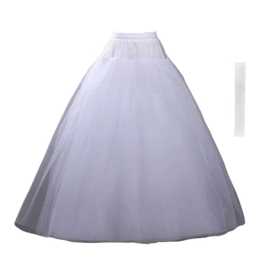 Adjustable 4 Layer Tulle Floor Length Hoopless Petticoat