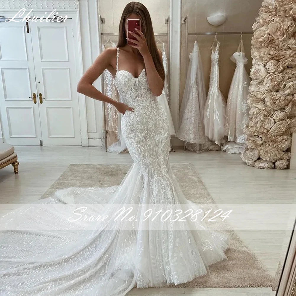 Mermaid Lace Wedding Dress with Detachable Train