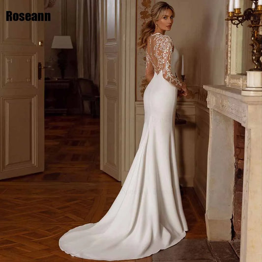 Open Back Lace Sleeveless Mermaid Wedding Dress