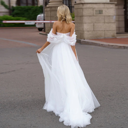 Strapless Tulle Wedding Dress with Appliques