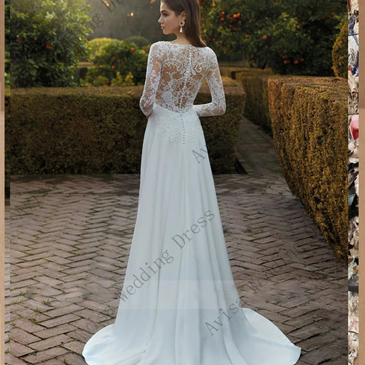 Beach Wedding Dress with Illusion Back