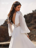 Boho Deep V-Neck Bridal Gown