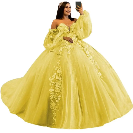 3D Floral Quinceañera Ball Gown