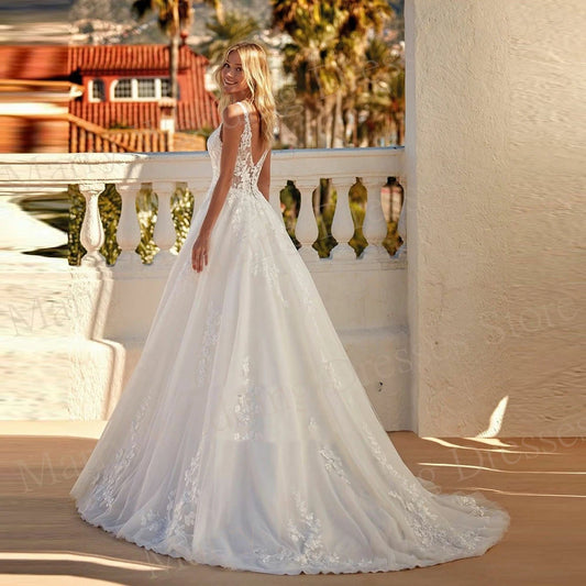 Sexy Lace V-Neck Wedding Dress