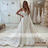 Lace Mermaid Wedding Dress with Detachable Train